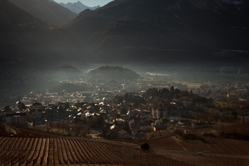 Views of Sierre and the Alps from Crans-Montana, Switzerland