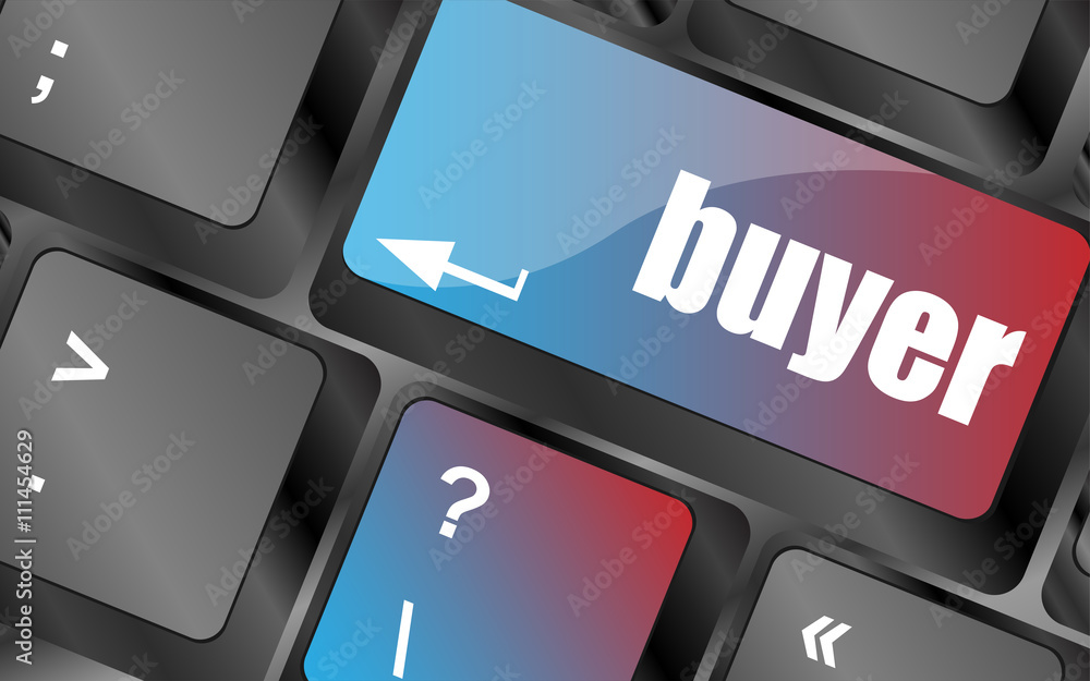 Poster buyer button on keyboard key - business concept, vector, keyboard keys, keyboard button