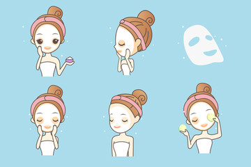 cartoon girl with facial mask