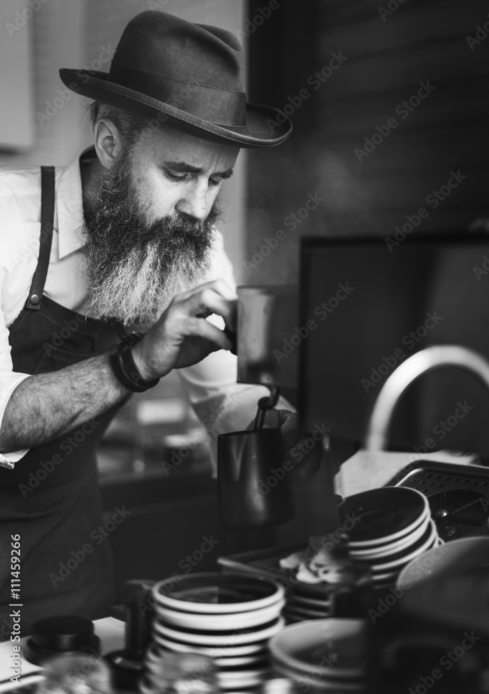 Canvas Prints Barista Pouring Coffee Cafe Working Startup Business Concept