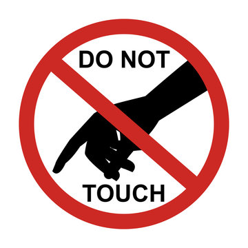 Do not touch sign with black hand isolated on white background vector illustration prohibited circle design.