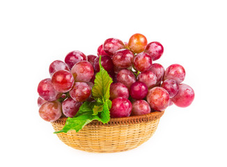 red grapes isolated on white background