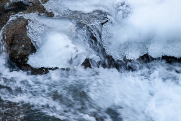 Frozen water; ice on the river