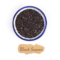 black sesame in a cup ,Overhead view