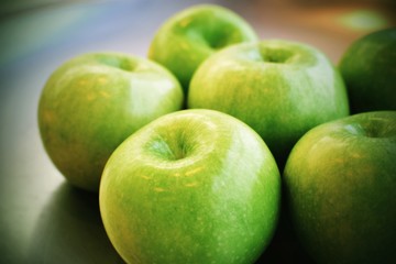 Apples grouped on plate