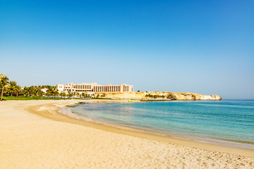 Beach of Barr Al Jissah Resort in east of Muscat, Oman.