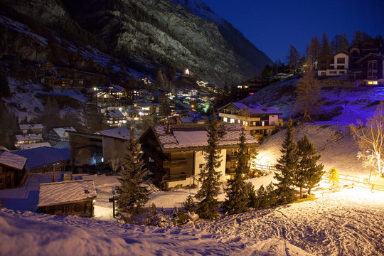 Views of Zermatt at night, Switzerland