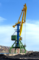 crane at the scrapyard in the seaport
