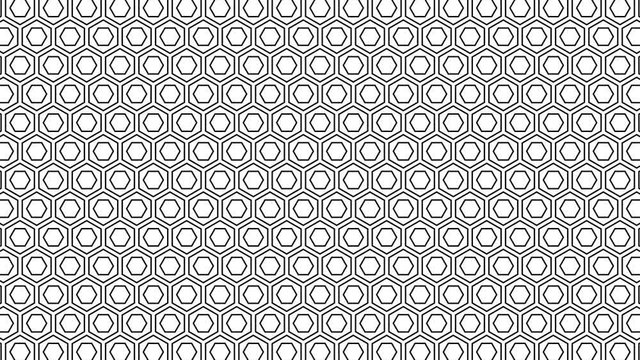 Black and white hexagon background loop