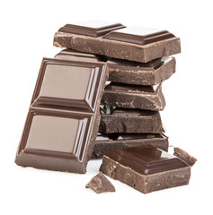 Chocolate bars isolated on white background.