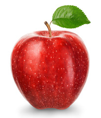 Ripe red apple isolated on a white background.