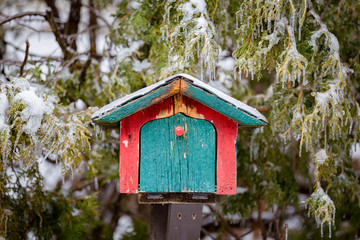 Icy Red & Green Hut Mailbox