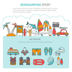Windsurfing vector linear concept