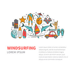Windsurfing vector pattern design