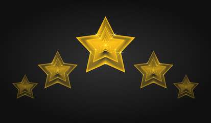 Obraz premium Set of vector transparent golden stars with glitter for logos, icons, and design elements of your creativity