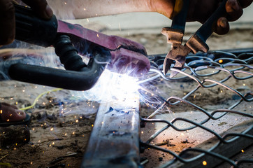 Welding and bright sparks