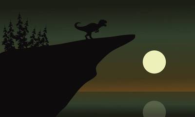 allosaurus in cliff with moon