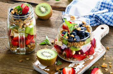 Muesli and berries for healthy breakfast