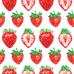 Watercolor seamless strawberry pattern