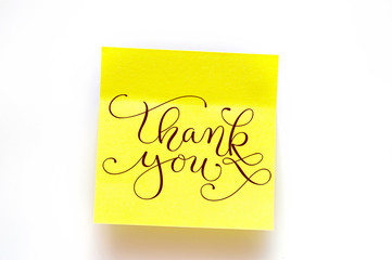 yellow stickers on a white background with words thank you
