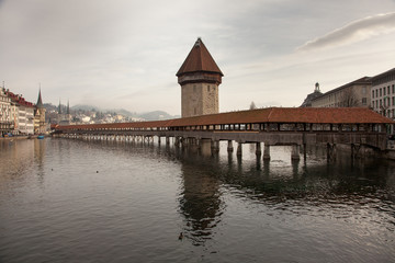 The Chapel Bridge in Luzern (Lucerne), Switzerland