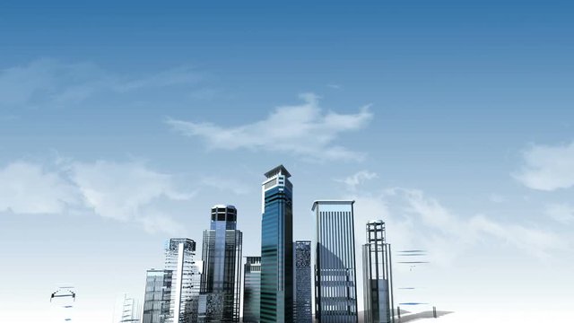 Construction building city skyline and make city in animation.1