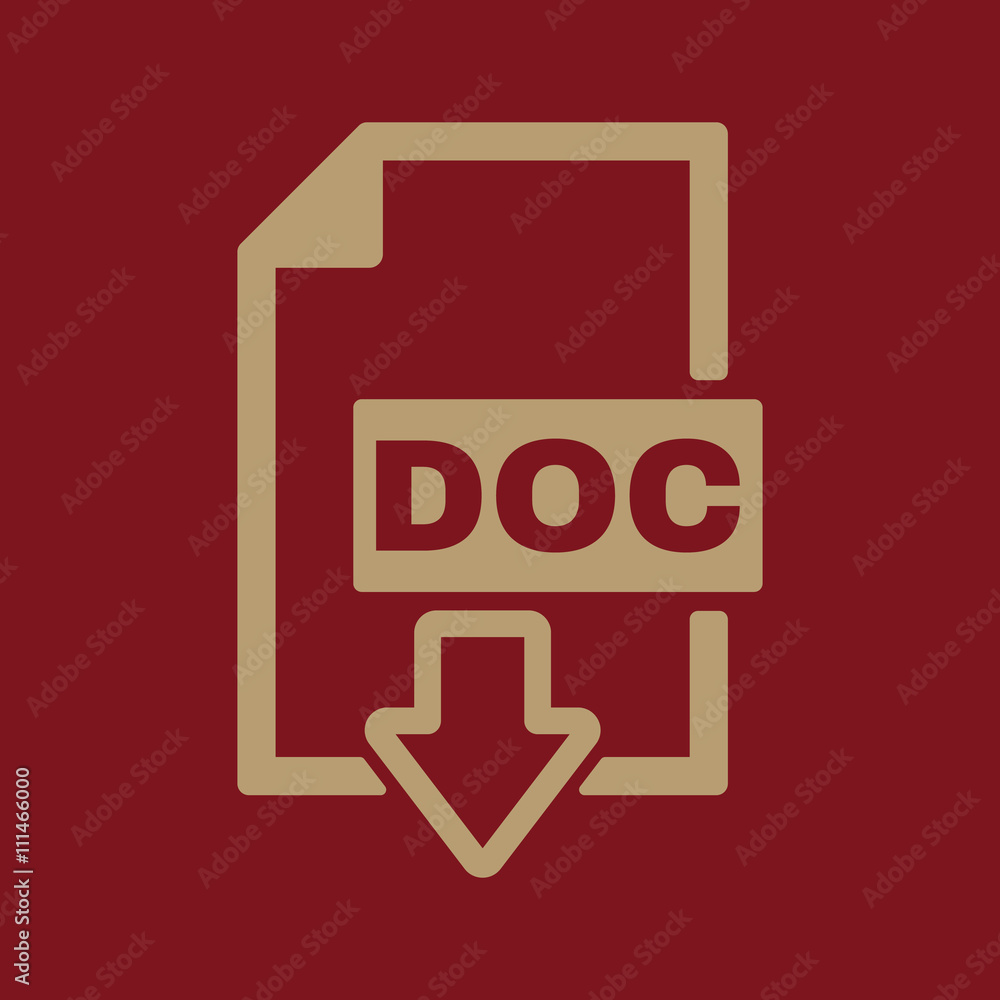 Aufkleber the doc icon. text file format symbol. flat