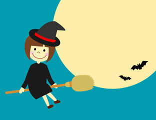 Obraz premium ハロウィンのメッセージカード 魔女