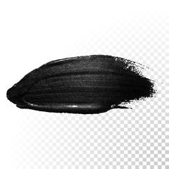 Ink black watercolor brush dab stroke. Vector oil paint gouache.