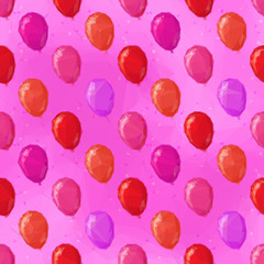 Balloons Low Poly Pattern, Colorful Background. Vector