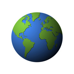 Vector earth globe isolated on white.