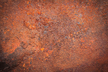 Rusty dirty iron metal plate background. Old rusty metal. Red rusted metal with copy space for text...