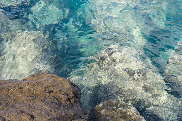 Rock and transparent turquoise water