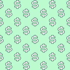 Seamless background with dollar sign . Vector image.