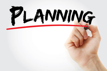 Hand writing Planning with red marker, business concept