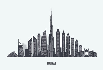 Dubai skyline silhouette