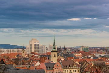 Blick über Erfurt am Abend, Thüringen