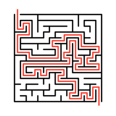 Vector maze, labyrinth illustration with solution.