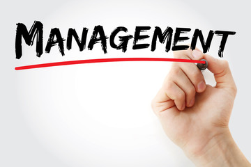 Hand writing Management with red marker, business concept