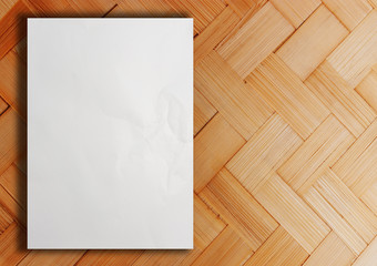 White blank paper on wooden