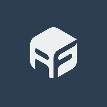 AF Logo.. Vector Graphic Business Branding Letter Element Illustration. Cube Negative Space Design. Dark Background