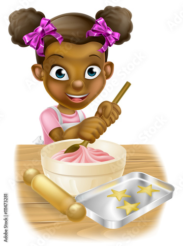 "Cartoon Girl Baking" Stock image and royalty-free vector files on