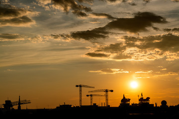 Orange sunset over Madrid's skyline