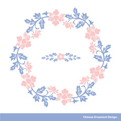 Vector of Traditional floral wreath in Chinese style. Ideal for
