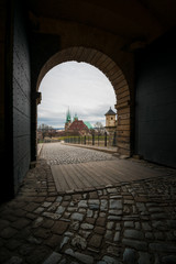 Blick von der Zitadelle Petersberg auf Dom in Erfurt, Thüringen
