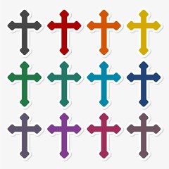 Decorative Christian cross icons set 