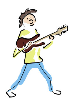 Jongen speelt gitaar