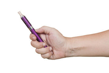 e- cigarette in hand on isolate