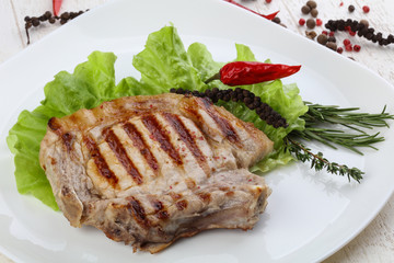 Grilled pork steak