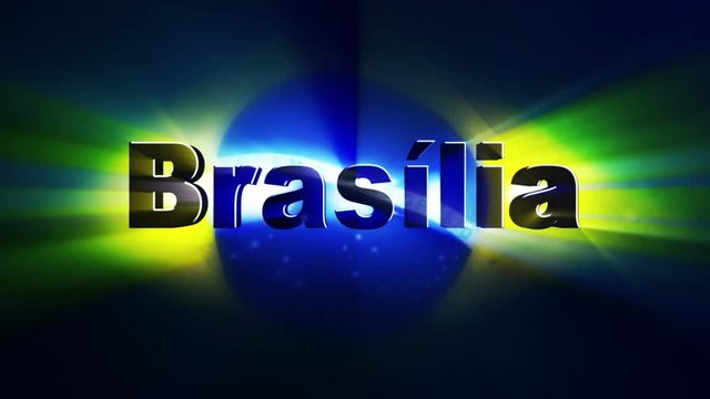 BRASILIA Text Animation and Brazil Flag, Loop, 4k
